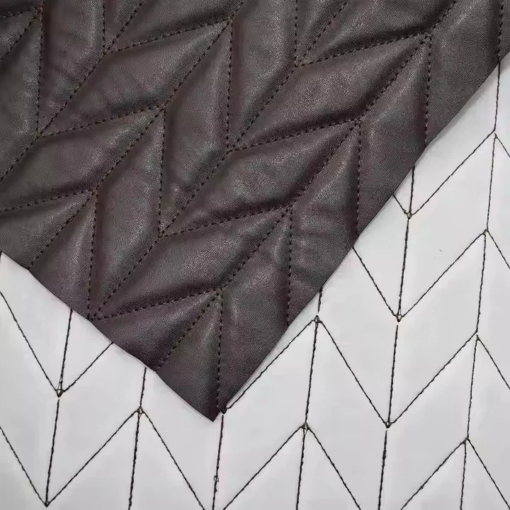 Leather Jacket Grain Embroider Quilted Pu Leather Upholstery Fabric For Jacket